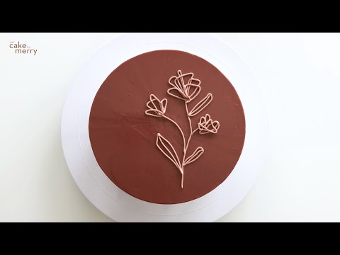 Minimalist Line Drawing Buttercream Floral Cake