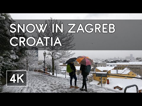 Walking Tour: Snowy Winter Day in Zagreb, Croatia - 4K UHD Virtual Travel