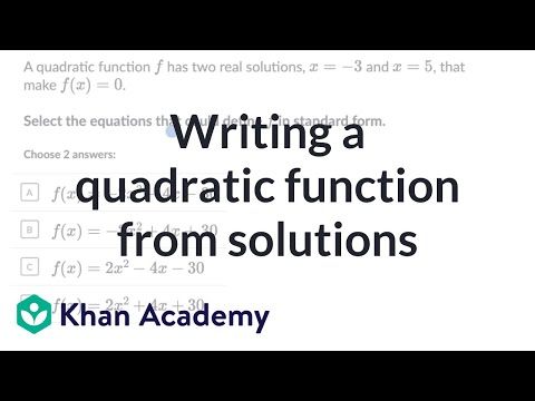 Writing a quadratic function from solutions | Algebra 1 (TX TEKS) | Khan Academy