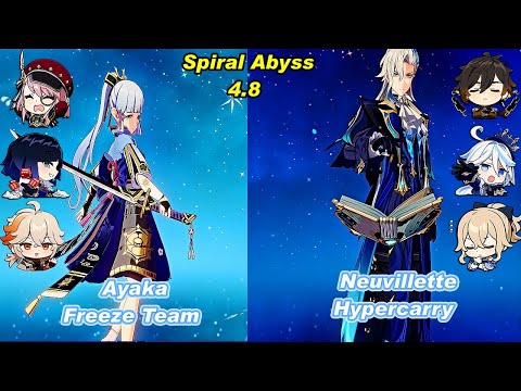 (4.8) C0 Ayaka Freeze Team & C0 Neuvillette Hypercarry Spiral Abyss Floor 12 Full Star - F2P