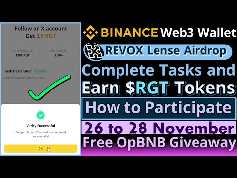 REVOX Lense Airdrop || Binance Web3 Wallet RGT Tokens Airdrop || Revox New Tasks