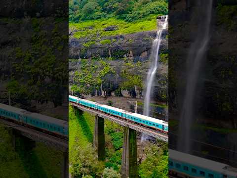 Majestic Journey: train crossing the scenic bridge at KP Falls#trains #indianrailways #hillstation