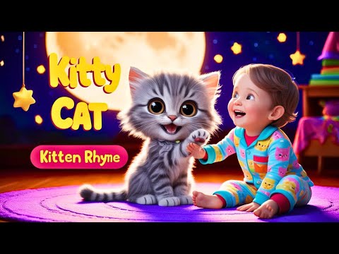 Meow Meow Kitty Cat Rhyme for Kids | Cute Toddler and Kitten | Kitty Cat Fun For Kids @MozuKidz