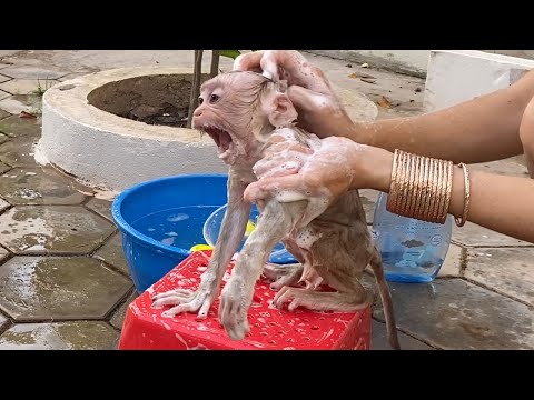 Mom take a shower for cute baby boy