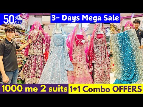 3- Days Mega Sale 1+1 Combo OFFERS ₹1000/2 Pakistani Suits Long Frocks Sarees Lehengas Khada Dupatta