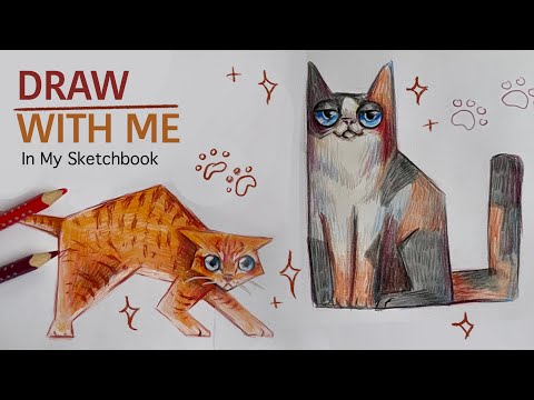 ☆DRAW WITH ME☆ Drawing cats in my sketch book