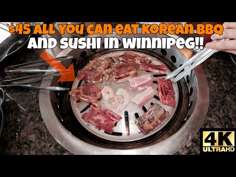 WINNIPEG LOCAL FOOD!! $45 ALL YOU CAN EAT KOREAN BBQ + SUSHI IN WINNIPEG!! 🥩🍙 [4K]