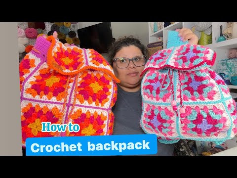 How to crochet a granny square backpack- tutorial beginner friendly #crochet #tutorial #grannysquare