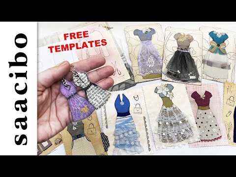 Free Templates for Fabric or Paper Dresses #junkjournalembellishments #junkjournalideas