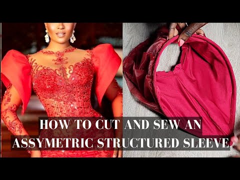 How To Cut And Sew a Structured Assymetric sleeve with organza pleats| pleated organic sleeve