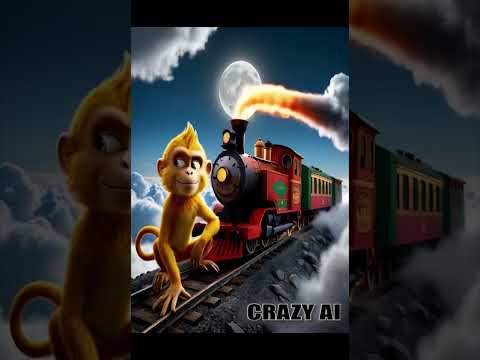 Magic Meets Chaos 🚂🍉 | Monkey Drives Watermelon Train! || #shorts #viralvideo  #funny #crazyai