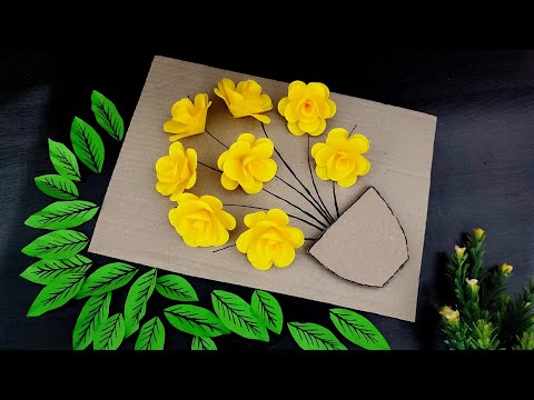 Paper Rose wall hanging craft ideas | Paper flower wall decor | Diy room decor | Paper craft ideas