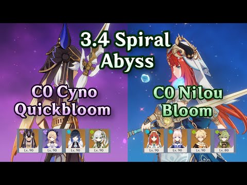 C0 Cyno Quickbloom + C0 Nilou Bloom | 3.4 Spiral Abyss | Floor 12 Continuous