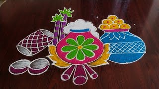 Bhogi Special Rangoli design with (5*3) dot's // Pongal special kolams //