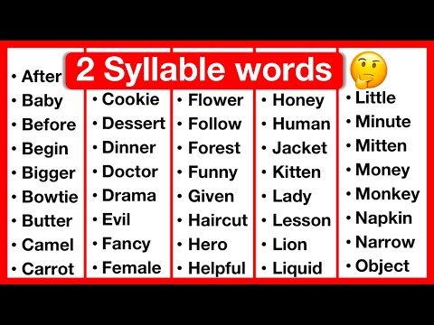 2 Syllable Word List 🤔 | Syllables in English | Types of Syllables | Learn with examples