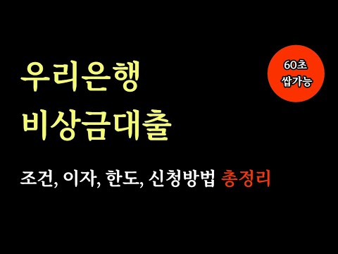 우리은행 비상금대출 60초 쌉가능!