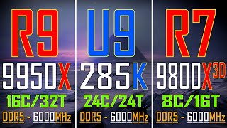 RYZEN 9 9950X vs ULTRA 9 285K vs RYZEN 7 9800X3D || PC GAMES BENCHMARK TEST ||