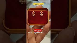 Daily wear gold earrings for kids latest design. Small 1 grams gold earrings