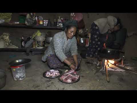 Nepali village || Cooking meat and vegetables in the village