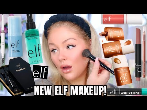 Testing ALL *NEW* VIRAL elf Makeup🤩 Elf Bronzing Drops, Power Grip Setting Spray, Primer Stick +more