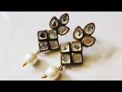 HOW TO MAKE KUNDAN EARRINGS AT HOME//DIY//HANDMADE JEWELLERY//HOORIYA STYLE