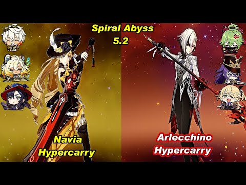 (5.2) C0 Navia Hypercarry & C0 Arlecchino Hypercarry  Spiral Abyss Floor 12 Full Star_F2P