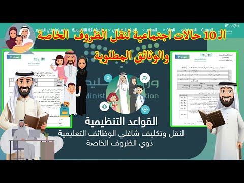 10 حالات اجتماعية  لنقل وتكليف المعلمين والمعلمات ذوي الظروف الخاصة والوثائق المطلوبة