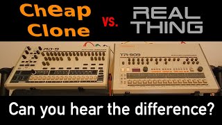 Can you tell the difference? Cheap Behringer clone vs two real Roland TR-909s!