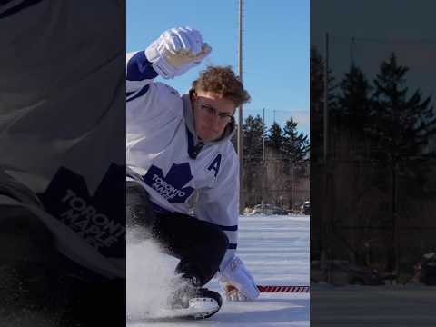 Goalie tries player skates for the 1st time 🫣😂 #hockey #hockeyplayer #goalie