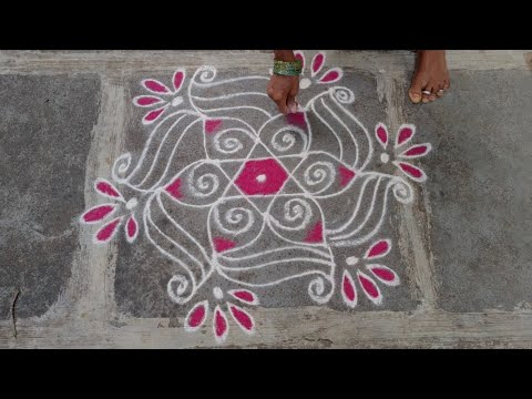 Vinayaka Chavithi Muggulu || Ganesh festival rangoli || Rangoli with colours easy || kolam