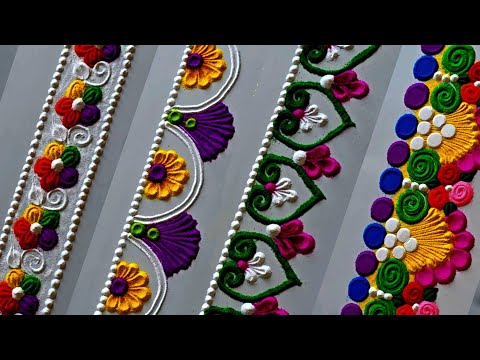 5 makar sankranthi rangoli designs | easy simple door side border rangoli | Pongal muggulu | rangoli