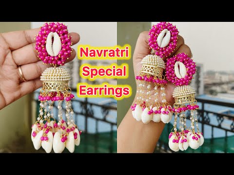 How to make Navratri Special Earrings/Handmade Navratri Earrings Making at Home/Navratri Jewellery