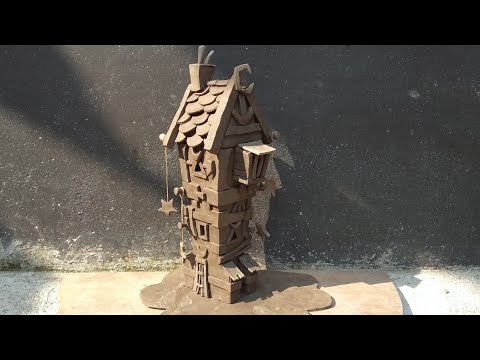 How to make clay house| miniature clay house| mini Christmas house |hand craft kbs| small clay house