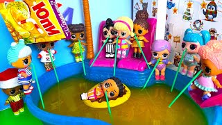 CARTOON😜 LOL SURPRISE DOLLS IN THE POOL💦 for THE New Year🎄🎅 With JUPI funny video as Lalil DARINELKA