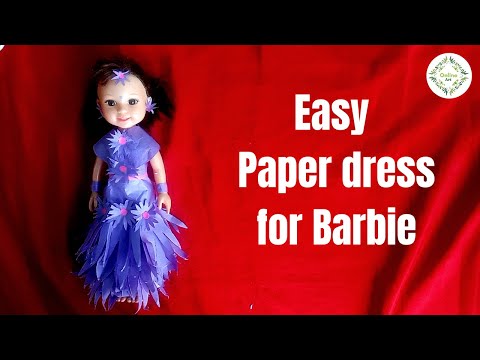 Easy paper dress   #diy #onlineart #papercraft #kidscraft #origami #craft #doll #dolldress #barbie