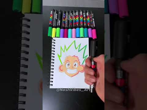 Drawing Gon from Hunter x Hunter Using Posca Markers! Satisfying Art! (#Shorts)