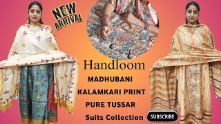 14/01🥻Order@9896866744 Premium Quality Pure Tussar Madhubani Hand-Printed Suits #madhubani #fashion