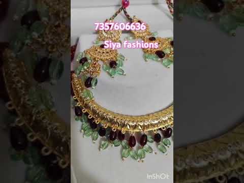 Beautiful micro polish hasli@siya fashions#7357606636#gold plated#necklace#earings#bangles #jaipur💞