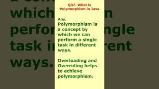 interview question 37. what is polymorphism in java? #interviewquestions #java #javaclass