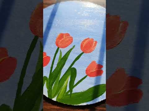 Varnish a painting with me⚘️✨️..#tulippainting #varnish #varnishing #tulip #canvaspainting