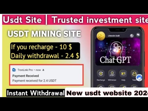 New Usdt Earning Site 😇 Usdt Mining Site Usdt Earning plateform 2024 🤑 Free Usdt 💲 Usdt Investment💲