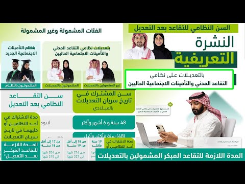 سـن التقـاعد النظامي بعد التعديل ومدة الاشتراك اللازمة للتقاعد المبكر السعودية(تعديلات نظام التقاعد)