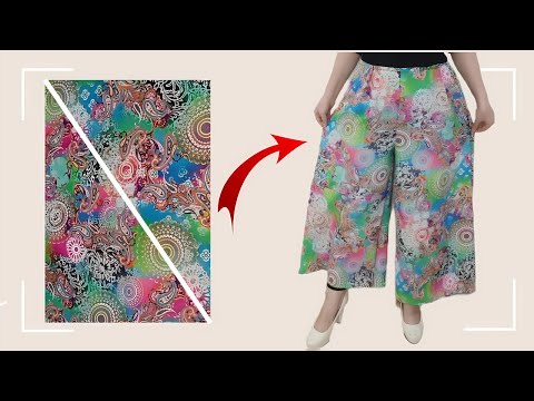 Very Easy how to Cutting and Trousers Stitching | Palazzo Skirt Pants Tutorial with Cut-out Detail