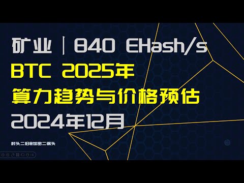 矿业丨BTC挖矿数据分析，2025年算力趋势预估，挖矿关机币价判断 2024年12月