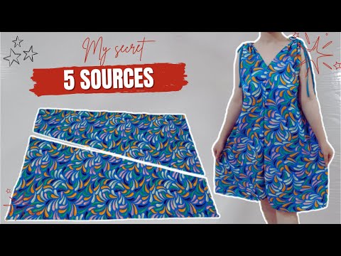 Only 1.5 meter of fabric 🌞 Very easy Summer Dress Cut in 5 min and Sew only 10 min|for beginners