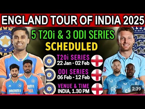 India vs England T20 and ODI Series 2025 | Final Schedule for India vs England Series 2025 ||