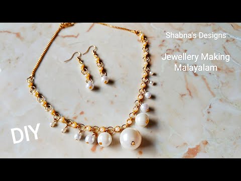 Pearl Necklace/ Kundan Necklace/ How To Make Pearl Beaded Kundan Necklace At Home/Shabna's Designs