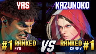 SF6 ▰ YAS (#1 Ranked Ryu) vs KAZUNOKO (#1 Ranked Cammy) ▰ High Level Gameplay