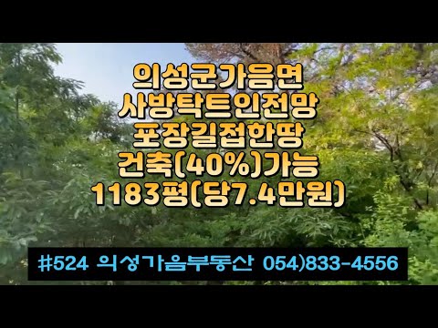 #524 의성가음부동산 언덕위 경치좋은 채소밭 연못포함 1183평 8800만 (당7.4만원) 전기 건축40%가능 미꾸라지 양식가능 청정지역 위치환경^ 귀농적합 #의성땅#귀농전원생활