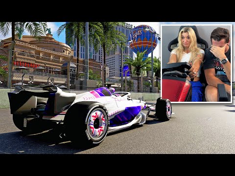 Wife Tries F1 Racing Simulator